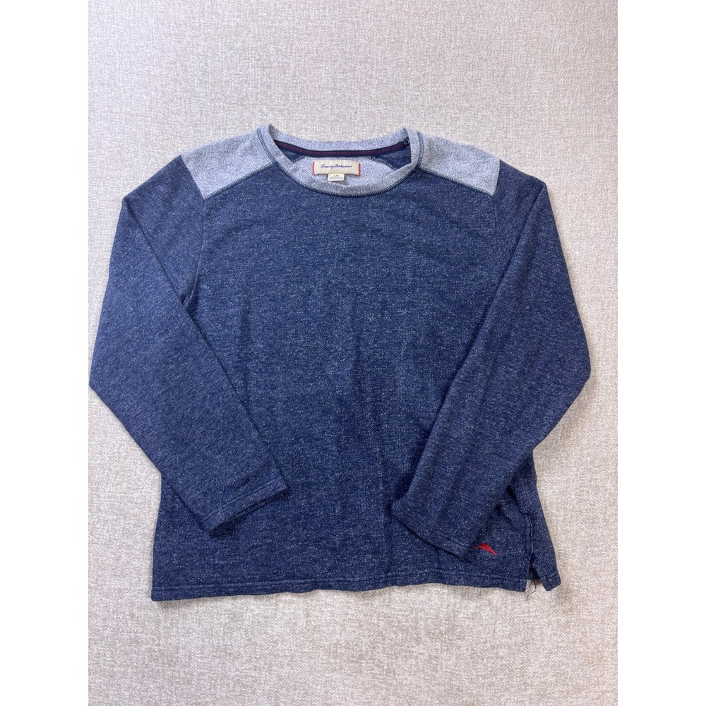 Tommy Bahama Womens Blue Gray Marl Knit Long Sleeve Crew Neck Top Large